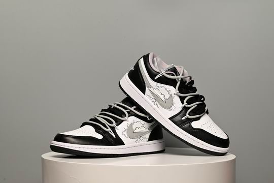 Cheap Air Jordan 1 Low Cloud Men's Women's Basketball Shoes White Black Grey-23 - Click Image to Close